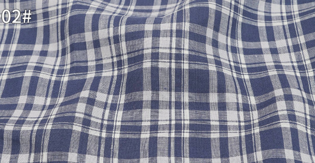 Plaid Yarn Dyed Linen Fabric by the Yard Etsy