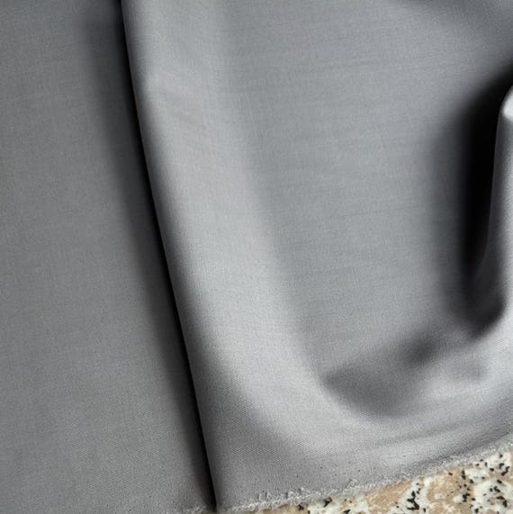 Grey Worsted Merino Wool fabric by the yard