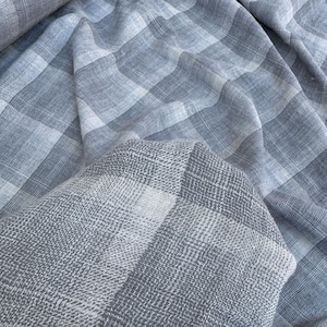 Plaid linen fabric by the yard