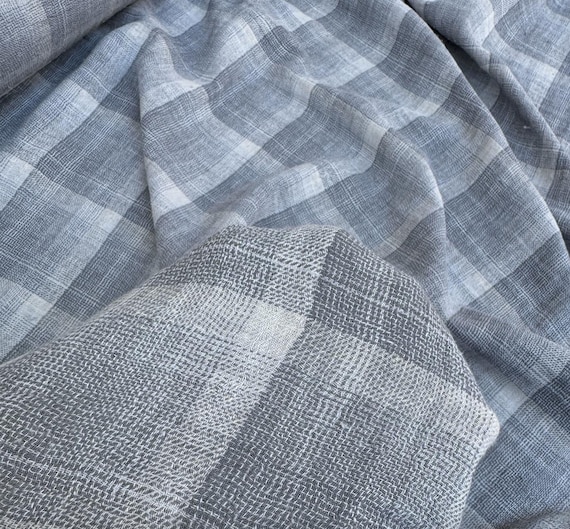 Plaid linen fabric by the yard