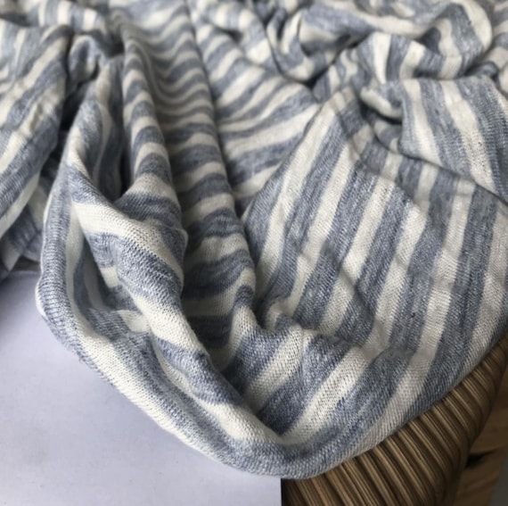 Striped Knit linen jersey fabric by the yard