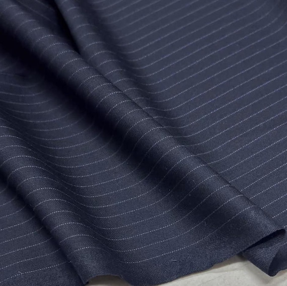 Striped Worsted Wool fabric by the yard
