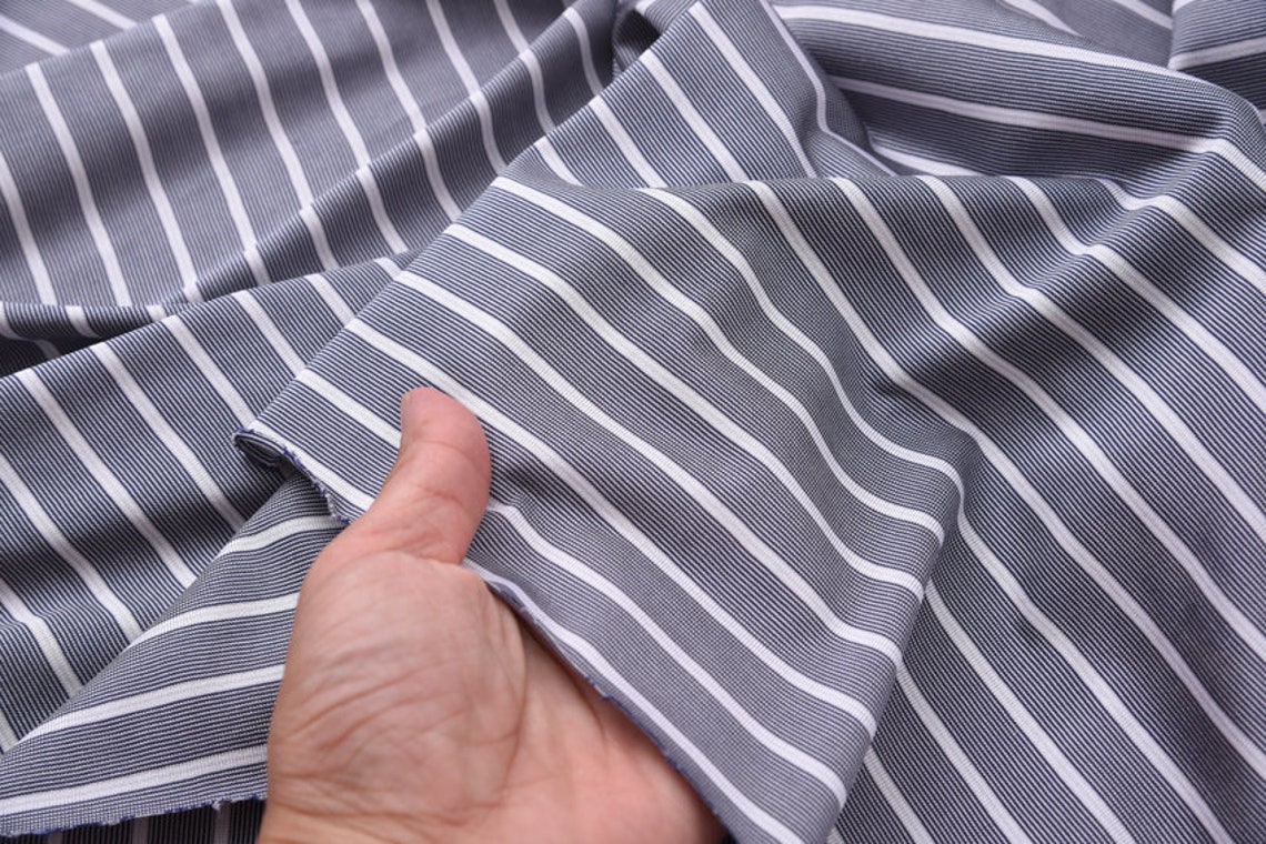 Striped Knit silk fabric by the yard Etsy