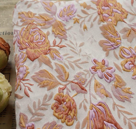 Jacquard brocade fabric by the yard