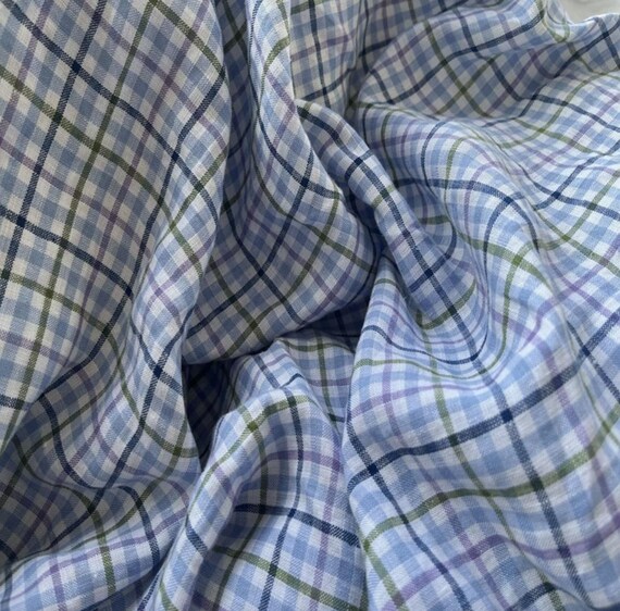 Plaid linen fabric, Checkered linen fabric, Yarn dyed linen fabric, Colorful linen fabric by the yard