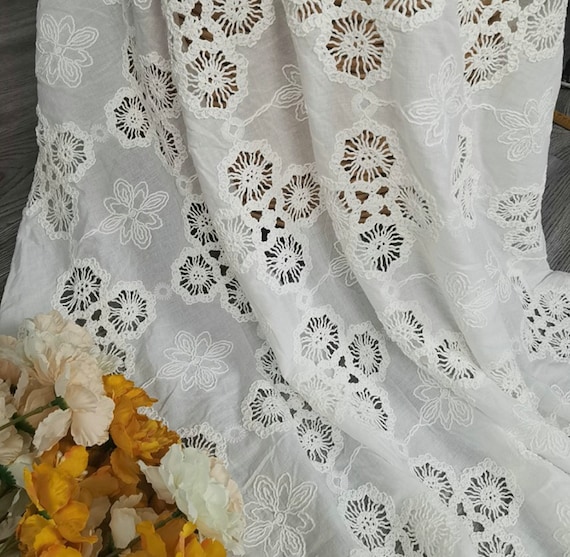 Embroidery cotton fabric By the yard