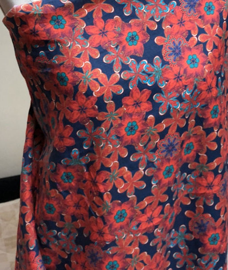 Stone washed print floral linen fabric by the yard
