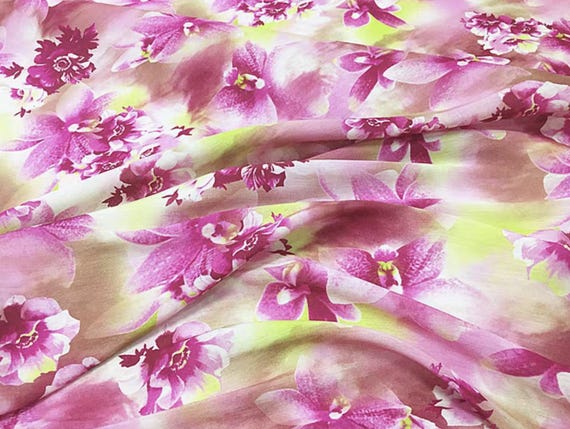 Print Silk linen fabric by the yard