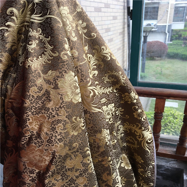 Jacquard floral brocade damask silk cotton fabric by the yard Etsy