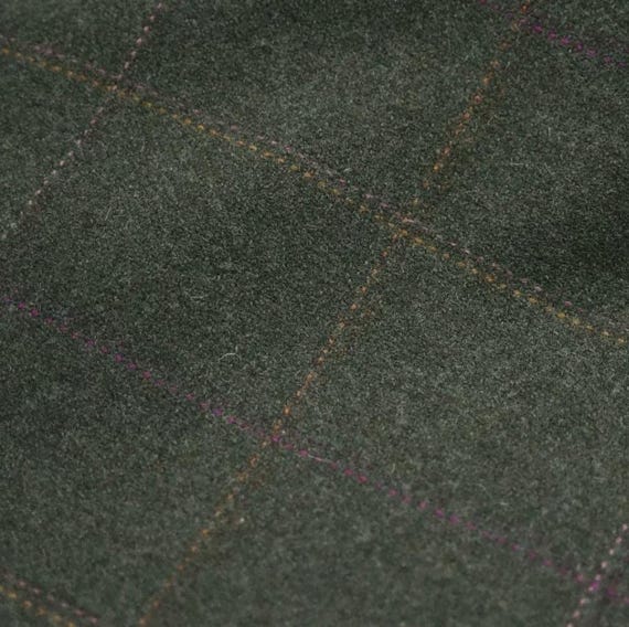 Plaid Herringbone Wool fabric by the yard