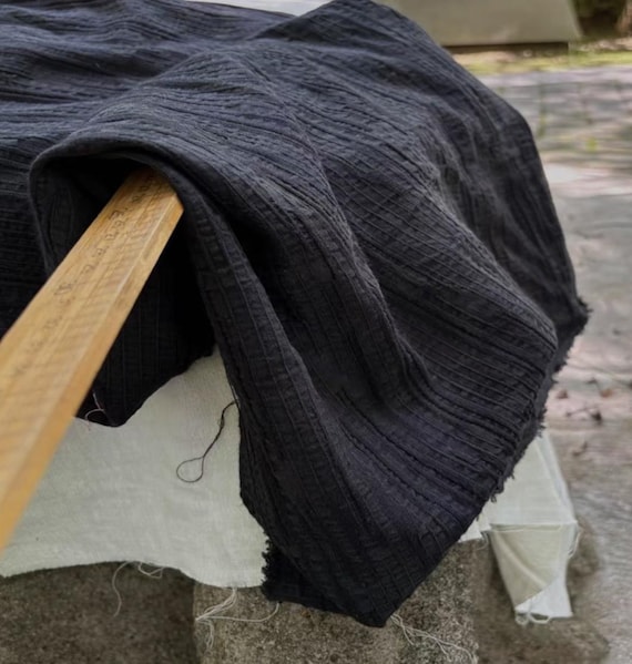 Jacquard striped linen fabric by the yard