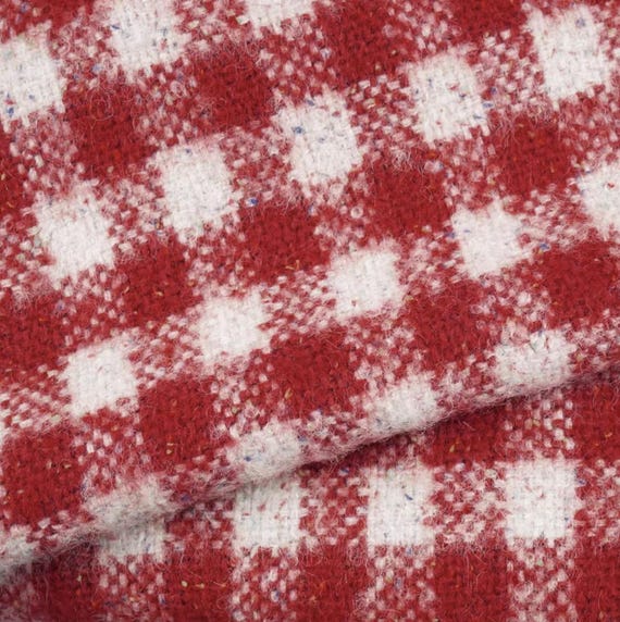 Plaid Checkered Wool Fabric by the yard