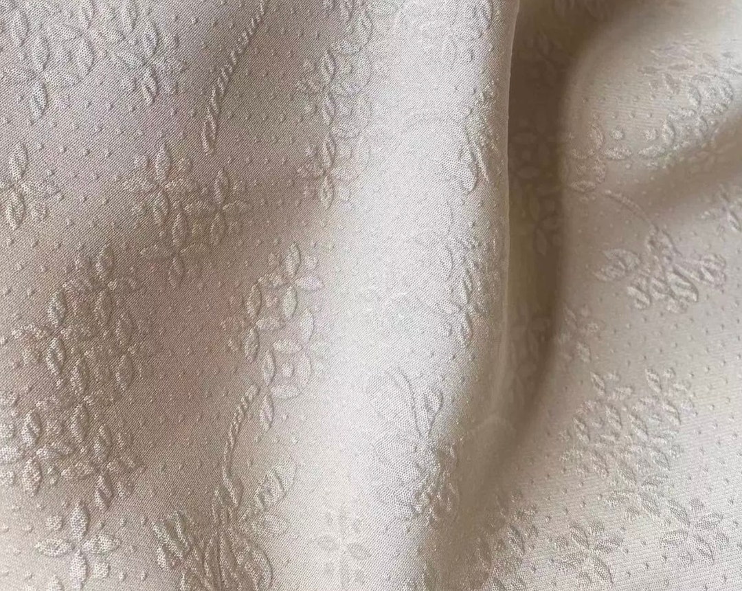 Jacquard Embossed Silk Fabric by the Yard in Apricot Color Etsy
