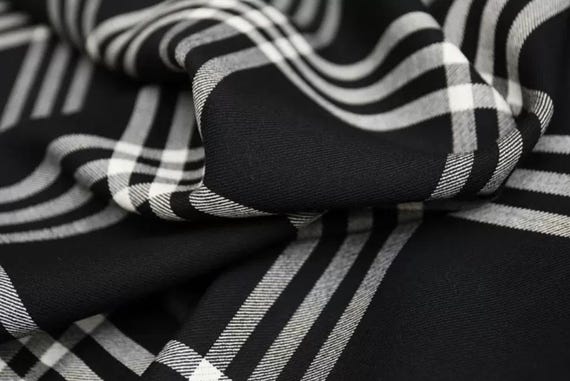 Plaid Reversible Worsted Wool fabric by the yard
