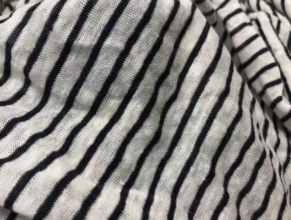 Striped Knit linen jersey fabric by the yard