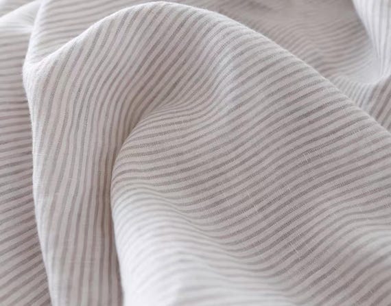 Extra Wide Yarn Dyed Striped linen fabric by the yard 280cm/110'' Wide - Apparel Bedding Curtains