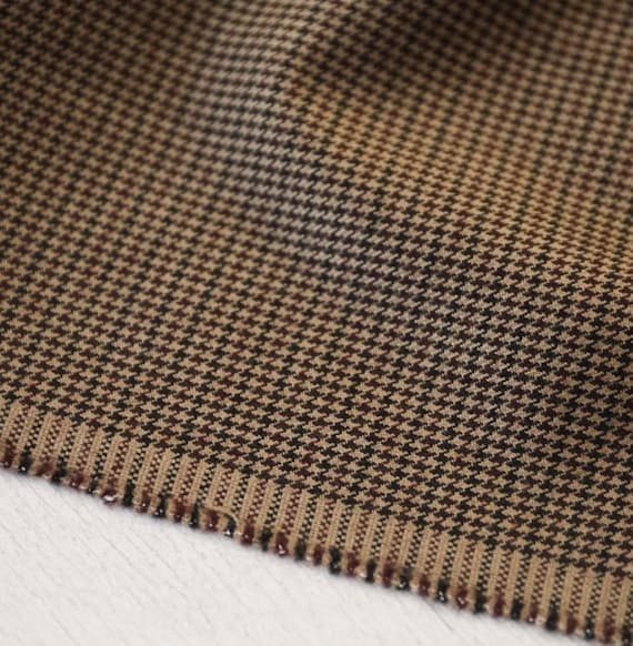 Houndstooth worsted wool fabric by the yard