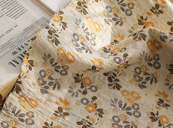 Jacquard floral fabric by the yard