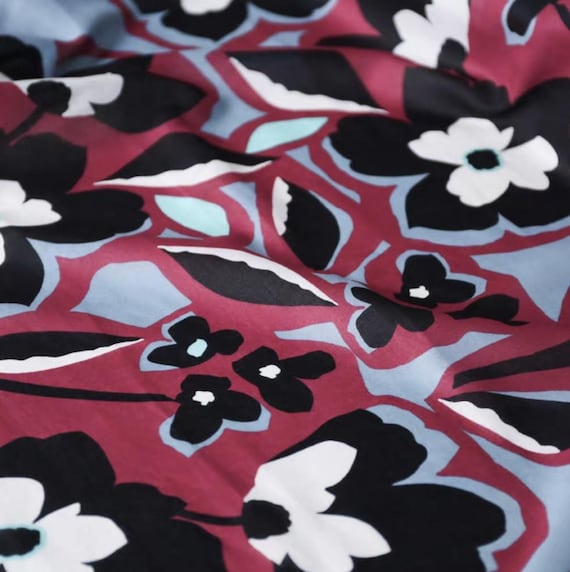 Floral Print Silk cotton fabric by the yard