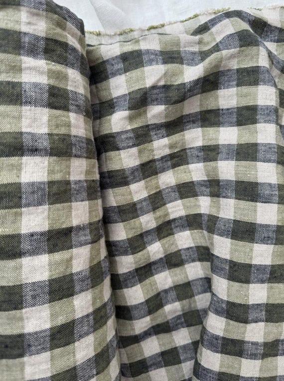 Plaid Linen fabric by the yard