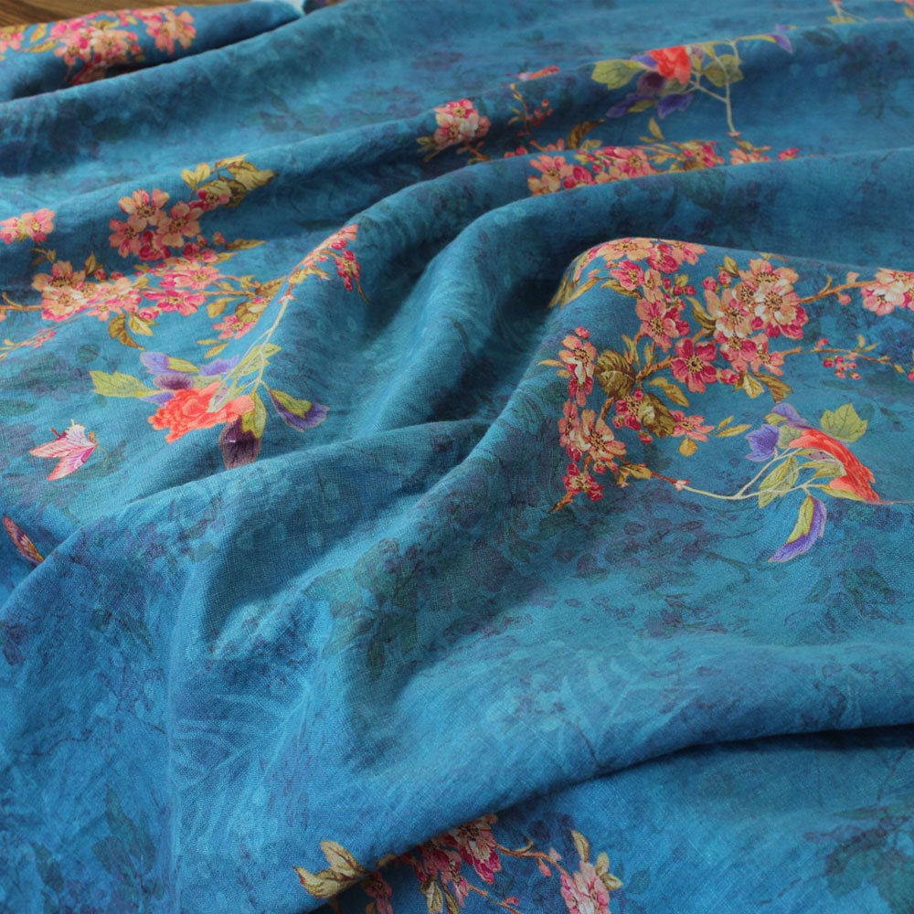 Print linen fabric by the yard Etsy