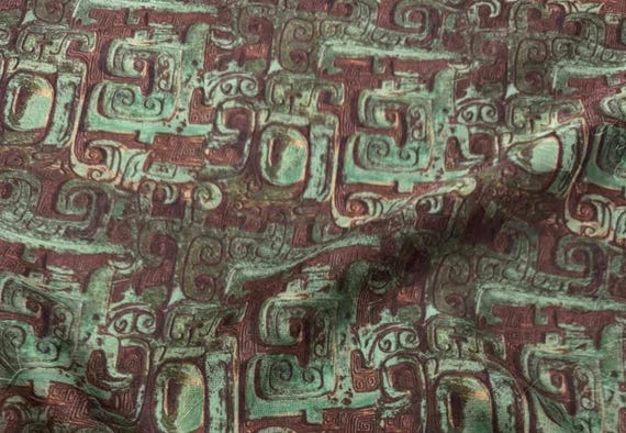 Jacquard Print Gambiered silk fabric by the yard