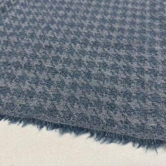 Houndstooth jacquard wool fabric by the yard