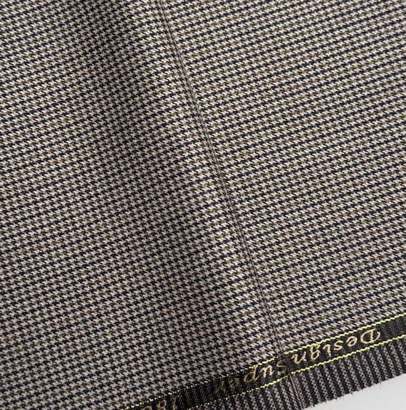 Houndstooth Worsted Wool fabric by the yard SUITING Fabric
