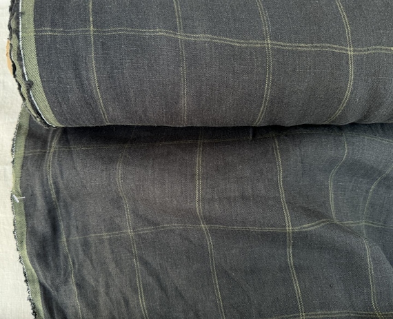 Plaid linen fabric by the yard