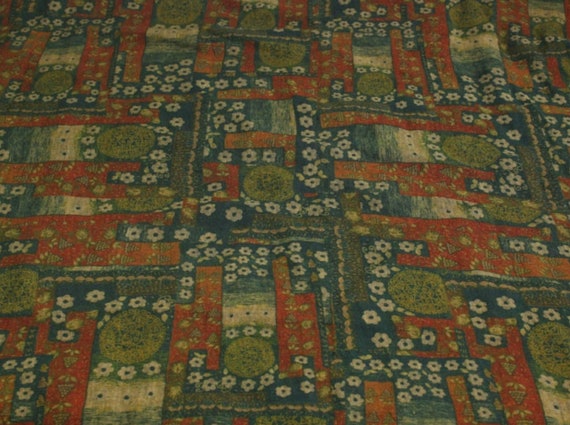 Print floral linen fabric by the yard