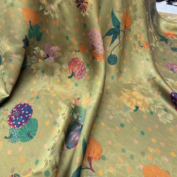 Jacquard Gambiered silk fabric by the yard