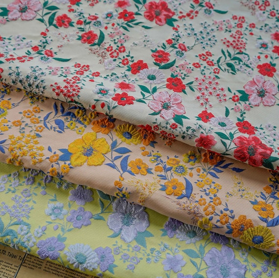 Jacquard brocade fabric by the yard