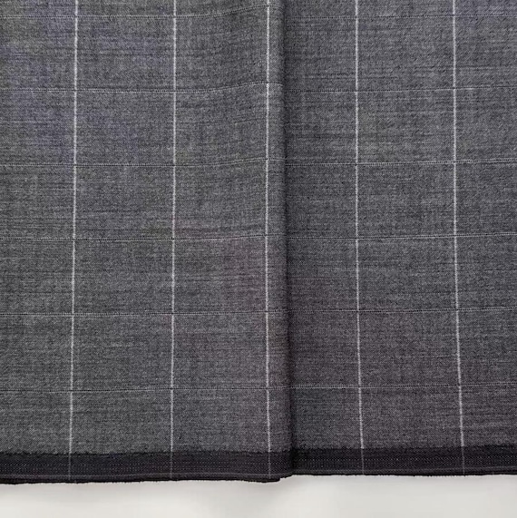 Plaid Worsted Wool fabric by the yard SUITING Fabric