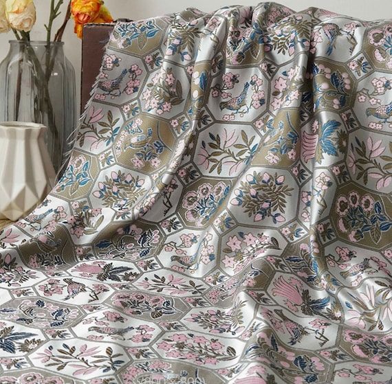 Jacquard brocade fabric by the yard