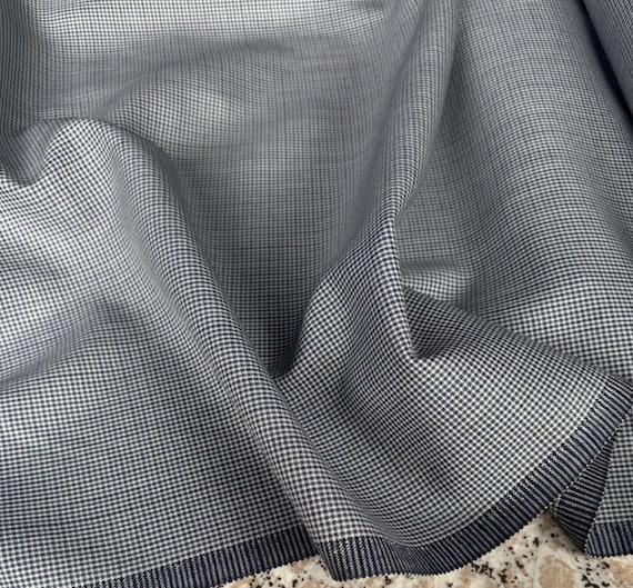 Plaid silk wool fabric, worsted suiting trousers fabric by the yard