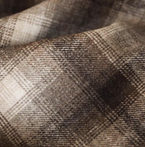 Plaid Ombre Wool Fabric by the yard