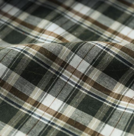 Plaid cotton fabric by the yard washed and distressed