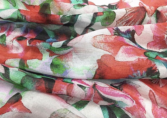 Print Silk linen fabric by the yard