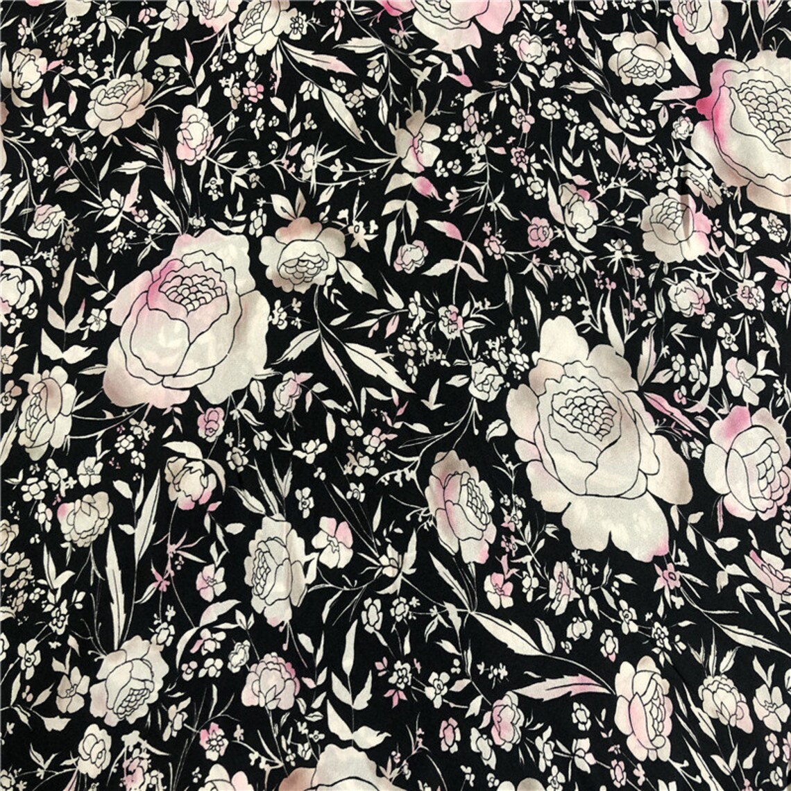 Print Crepe silk fabric by the yard Etsy