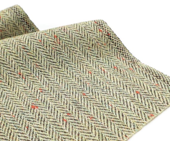 Specks Herringbone wool fabric by the yard