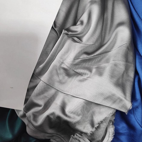 Grey Knit silk fabric by the yard