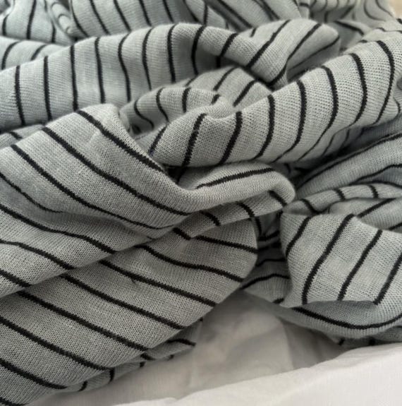 Striped Knit linen jersey fabric by the yard