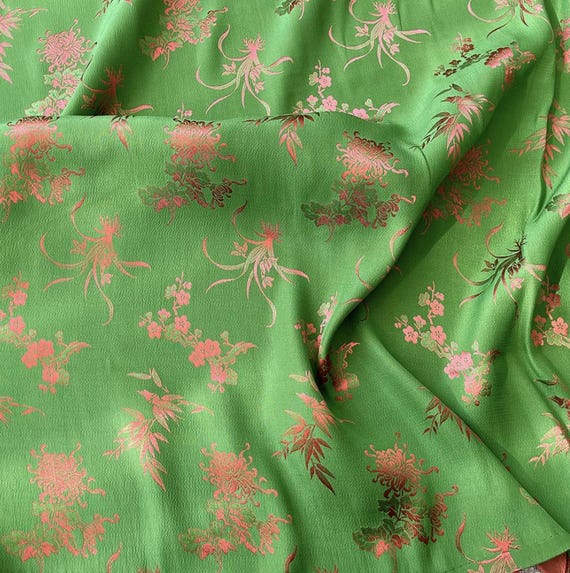 Floral Jacquard Brocade Silk Fabric By The Yard #251111