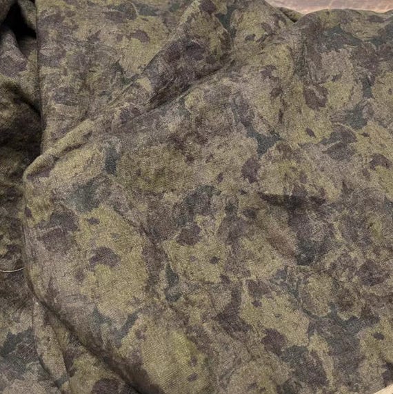 Print floral linen fabric by the yard