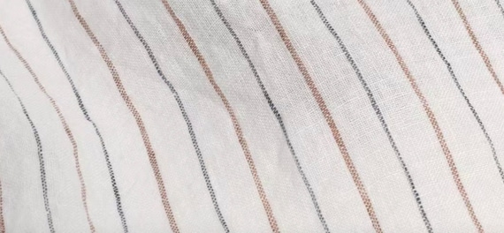 Striped linen fabric by the yard