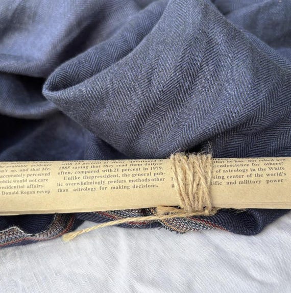 Herringbone linen fabric by the yard