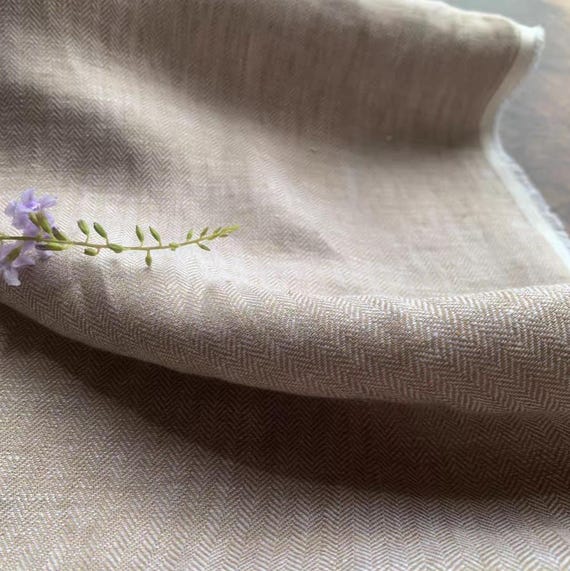 Herringbone linen fabric by the yard