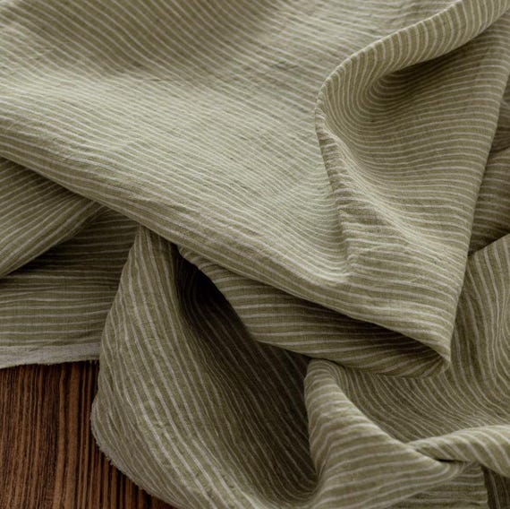 Striped linen fabric by the yard