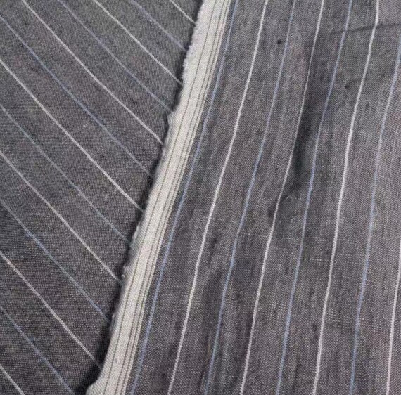 Striped linen fabric by the yard