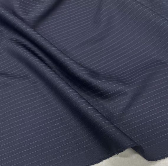 Striped Worsted Merino Wool fabric by the yard